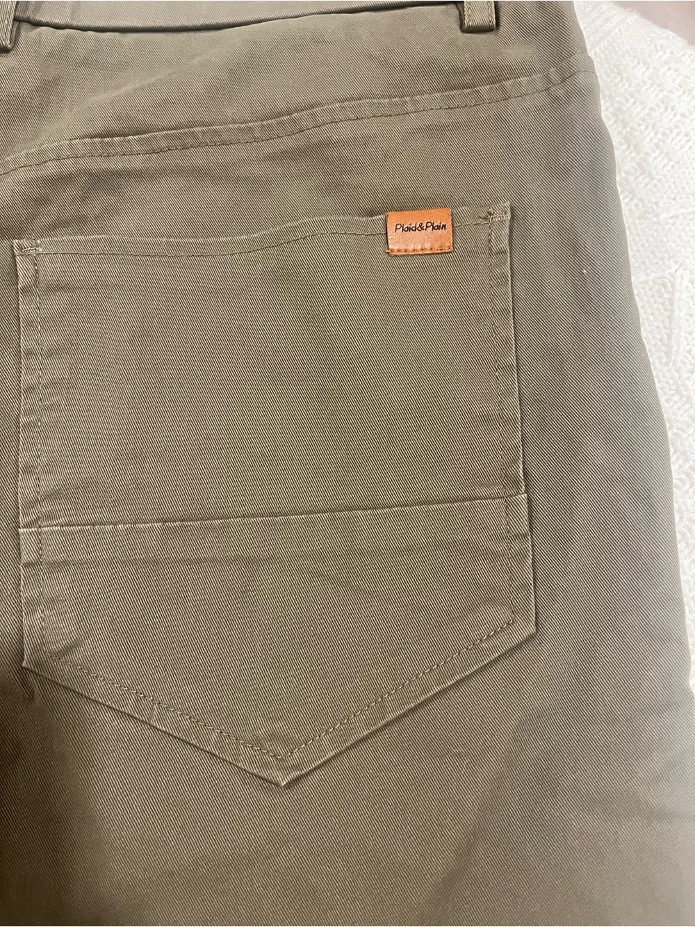 Plaid & Plain Men's Skinny Fit Stretch Chino Pants - Olive Green (30x28) - Picture 3 of 8